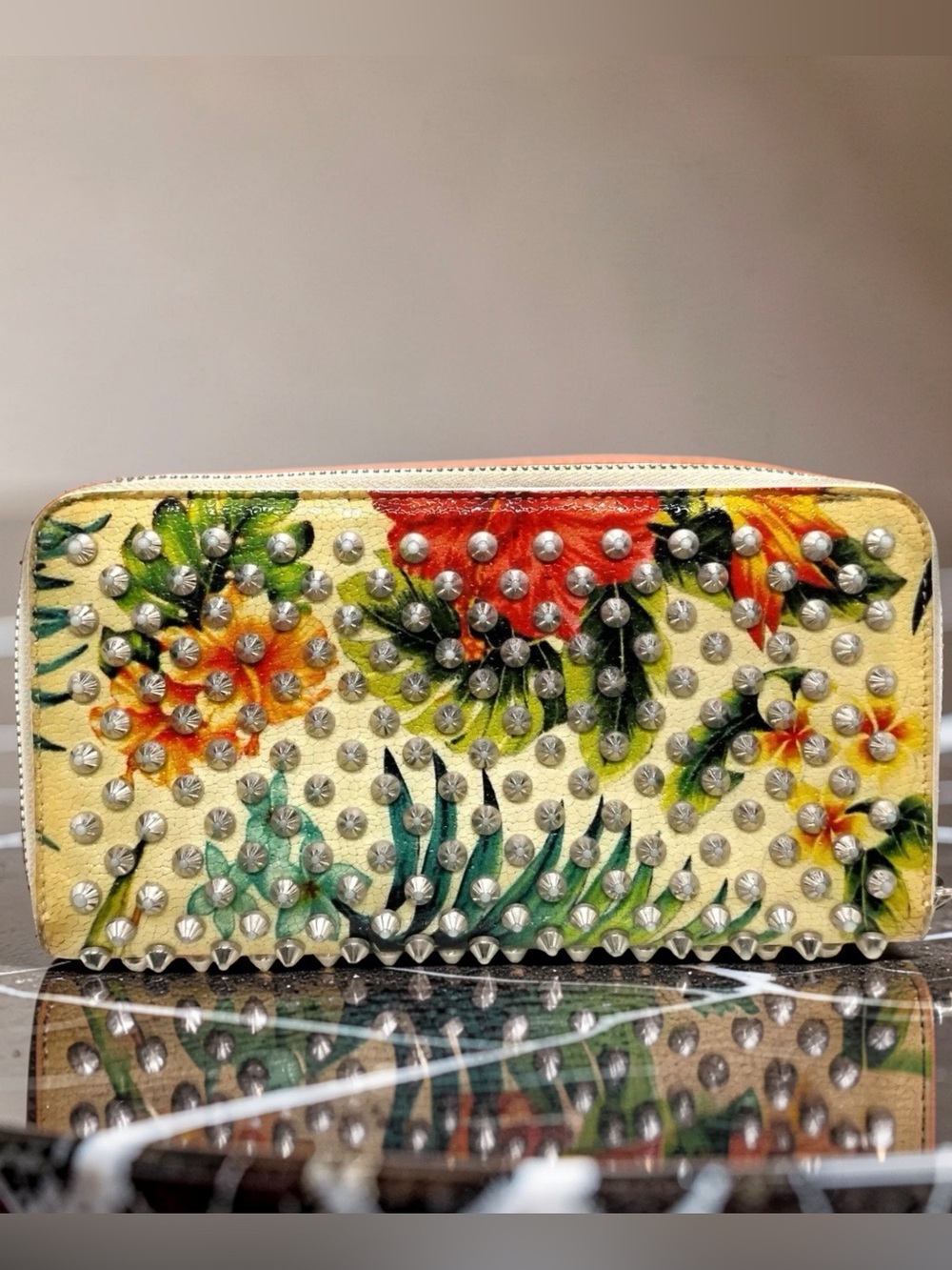 Christian Louboutin Panettone Studded Zip Around Wallet